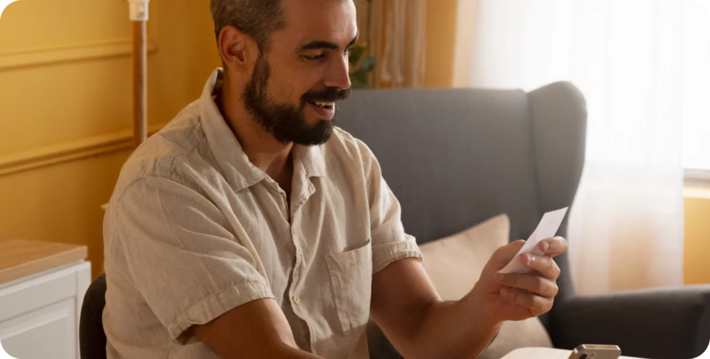 Persona recibiendo dinero de su crédito de libranza ALMI en su celular